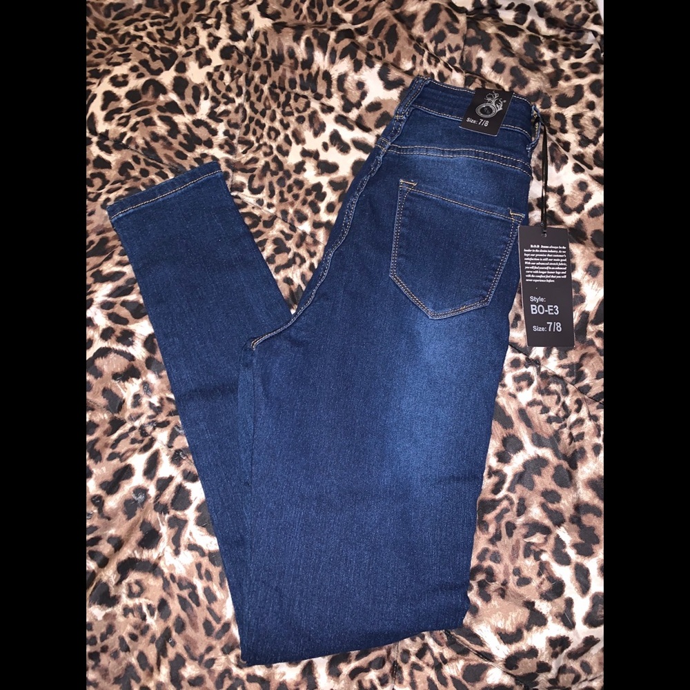 Super-High wasted denim skinny jeans